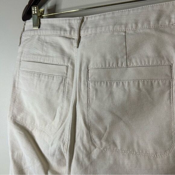 J.Crew Tapered Wide Leg Cream Pants Double Stitch Y2K Coastal Boho Preppy - Picture 7 of 14